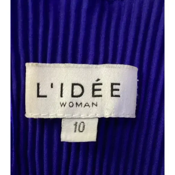 L'Idee 'Aperitif' Open Back Mock Neck Blue Dress Size M